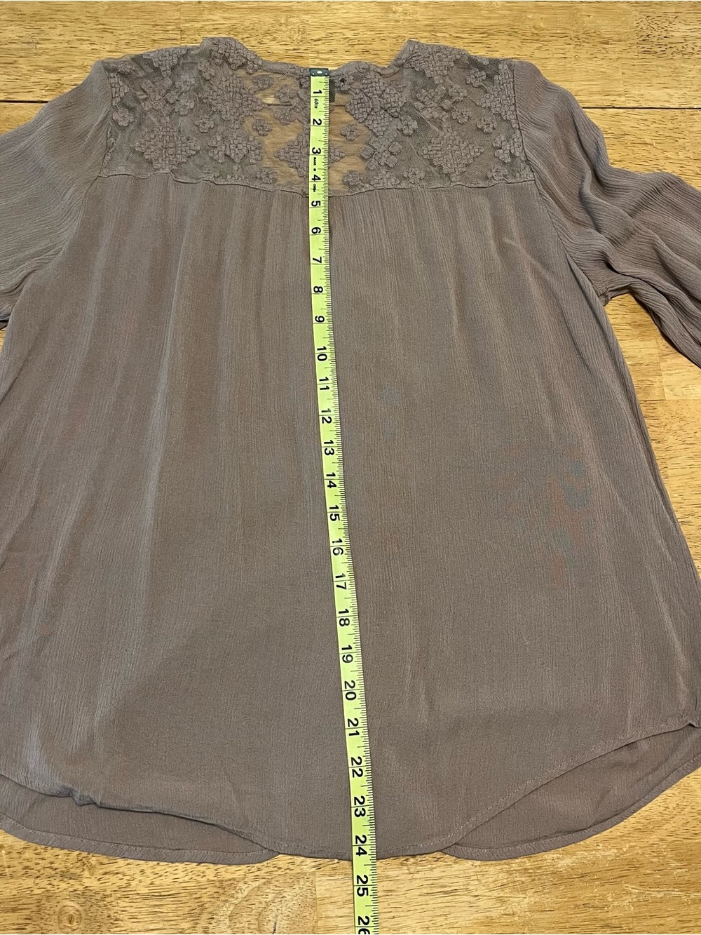 new directions Lace Yoke Boho Peasant Blouse Brown L GUC - Picture 6 of 6